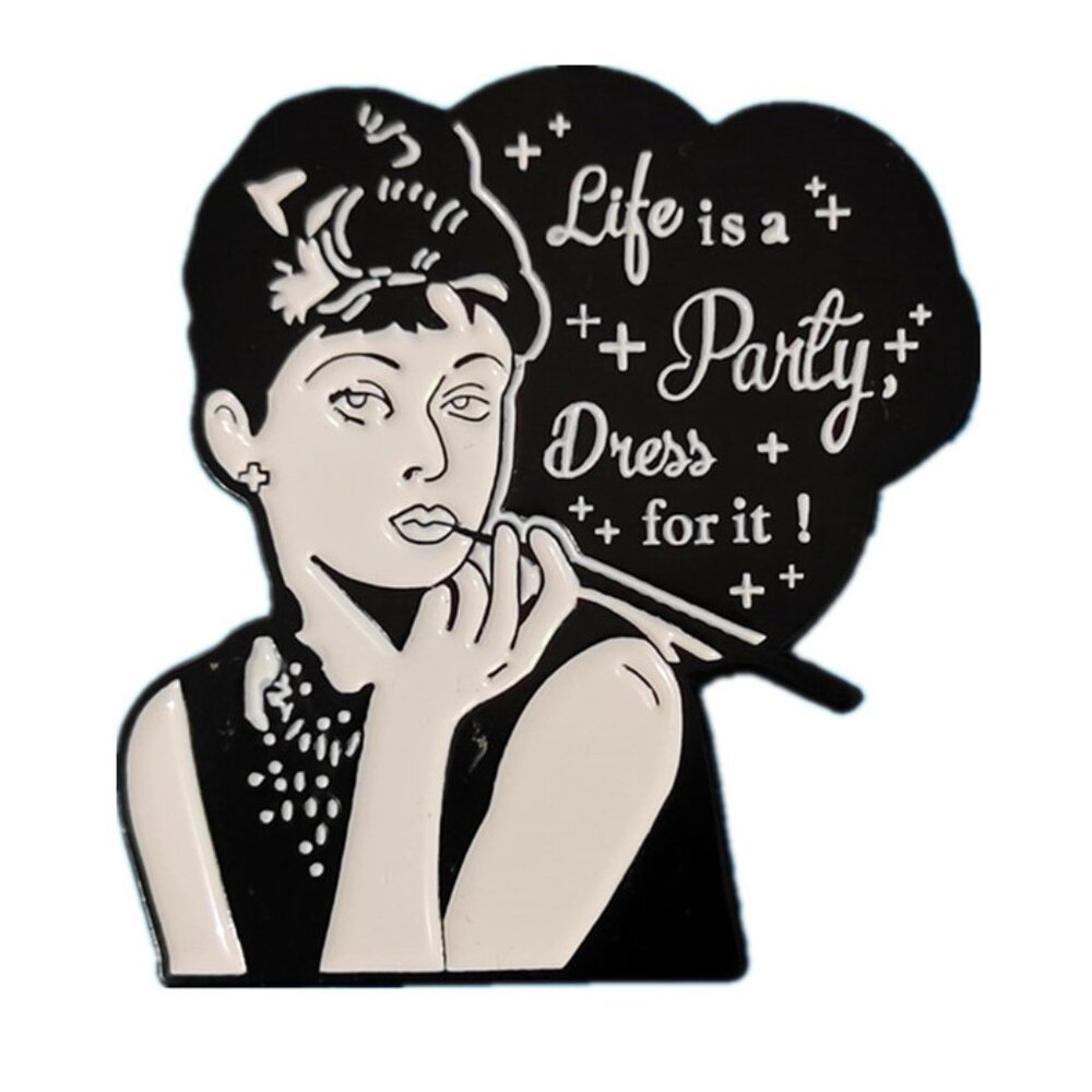 ROMAN HOLIDAY AUDREY HEPBURN OIL DRIPPED ENAMEL PIN LAPEL PIN BROOCH NWT